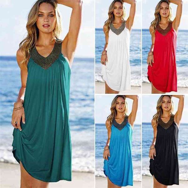 Abito da donna Summer Casual Sundresses es Black Diamond senza maniche Beach Party Elegante es 210514