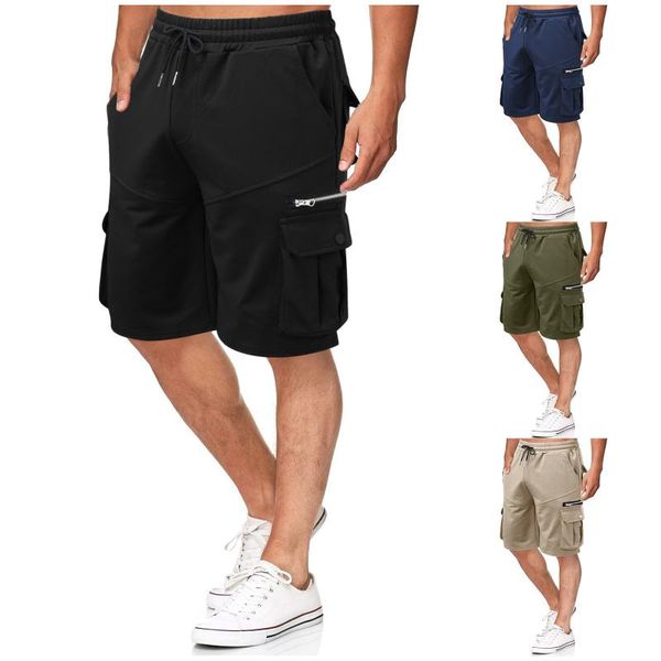 

men's jeans 2021 shorts cargo summer bermudas male flap pockets jogger casual working army tactical soft comfort, Blue