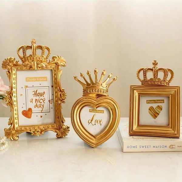 

frames european desk luxury retro po frame set gold wall picture ornament nordic resin marco crown baroque style home de fotos decor