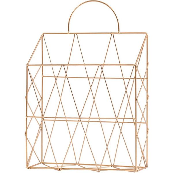 

nordic rose gold iron tablebook magazine spaper storage basket portable multi-functional sundry other home decor