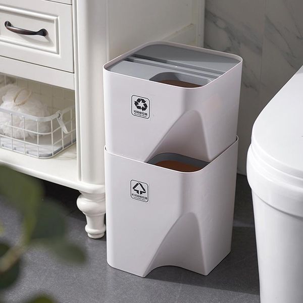 

waste bins household small trash can stacked sorting garbage bin recycling kitchen dry and wet separation rubbish storage