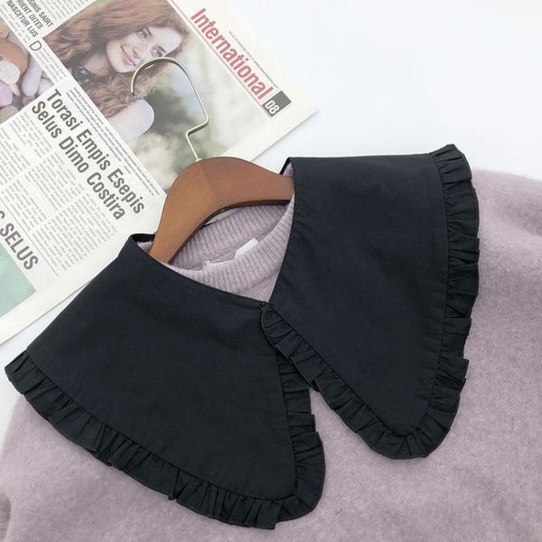 

bow ties female cotton fake collar shoulder wrap for women half shirt detachable lapel necklace false collars neckwear accessories, Black;gray
