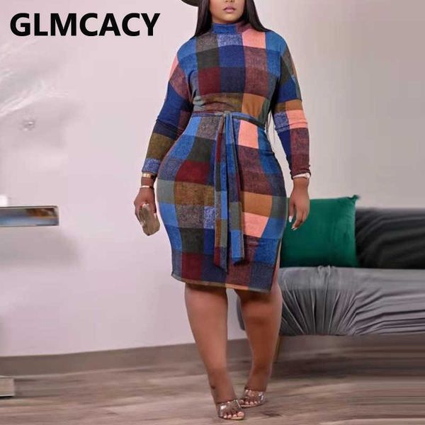 

women long sleeve plaid midi dress casual slim slit dresses 210702, Black;gray