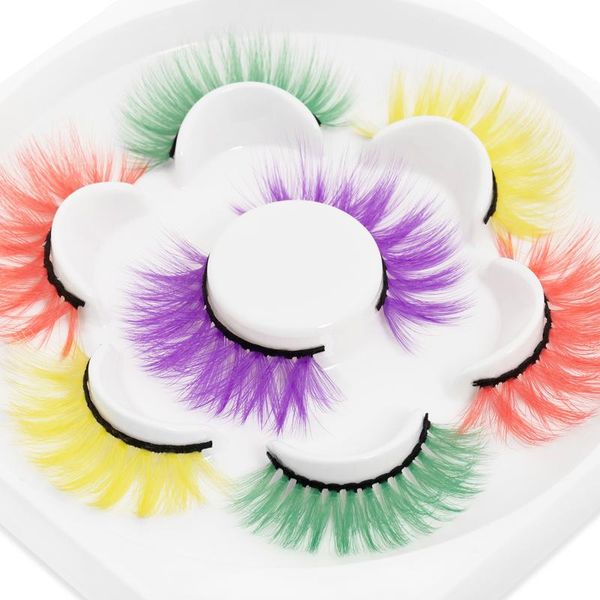 

false eyelashes iseen 4 pairs lashes 3d faux mink fake eyelash full volume colored multiple layered colorful wispy halloween rainbow