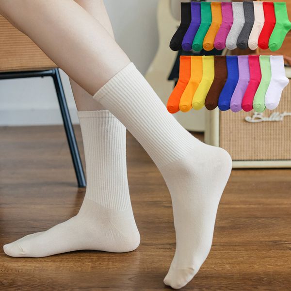 

socks hosiery autumn women's pure color socks with cotton pile, Black;white