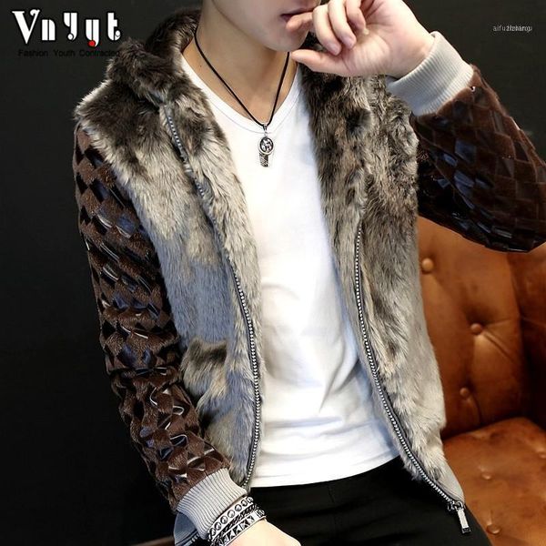 

men's short leather jacket fur non-mainstream coat11, Black