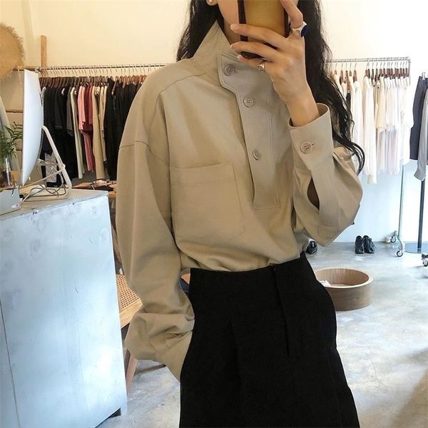 

spring autumn long sleeve women casual lapel shirt fashion blouse blouses 210317, White