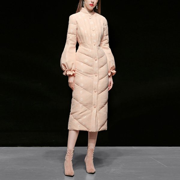 

women's down & parkas elegant temperament collar lantern sve fishtail skirt collect waist cultivate one's morality show thin white, Black