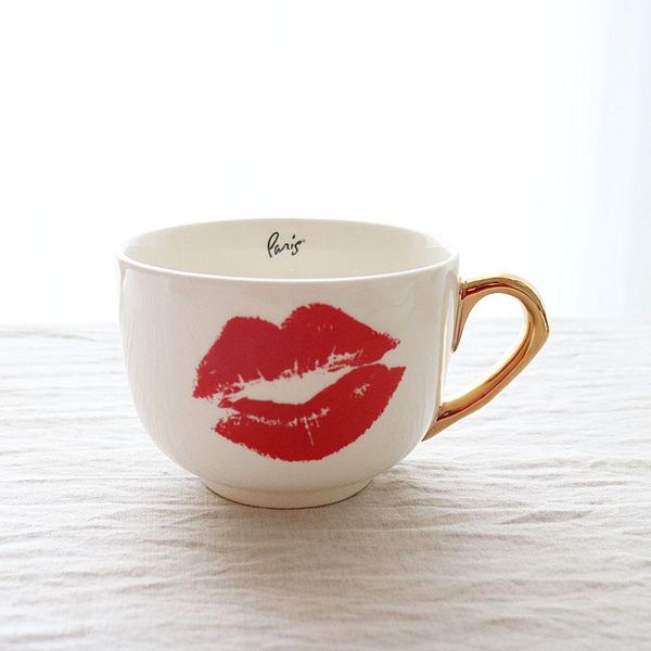 

creative big red lips ceramics mugs golden tower milk tea coffee juice water cup home office drinkware