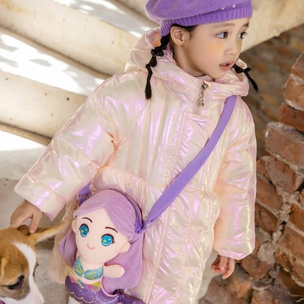 

down coat jacket in the girls' long 2021 western style white duck wholesale children's wear cuhk child upset, Blue;gray