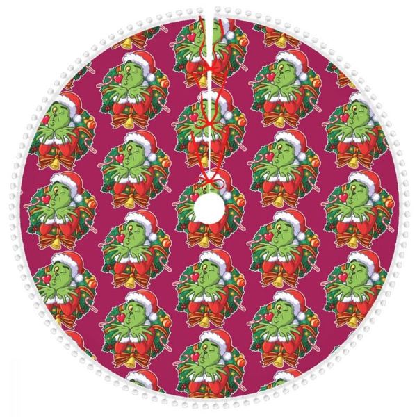 

christmas decorations grincher tree skirt with pom trim xmas decor