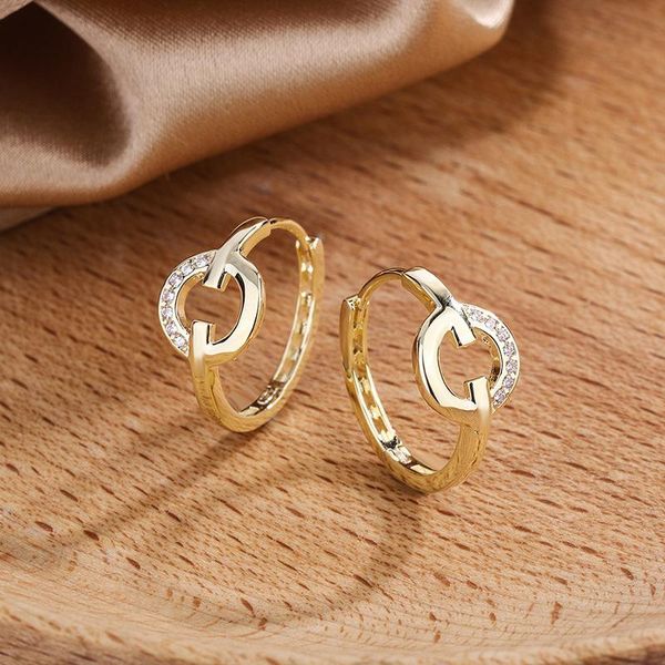 

hoop & huggie design french style asymmetric women's ear accessories earrings set zircon earing fashion jewelry wholesale kce007, Golden;silver