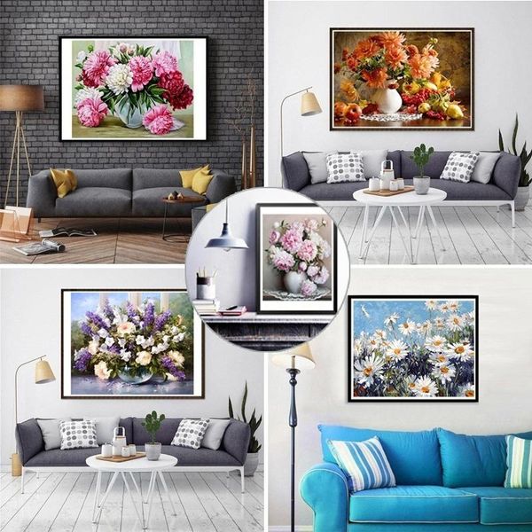 

paintings 2021 oil painting flower in vase by numbers paint diy canvas picture hand painted home decoration 40x50cm