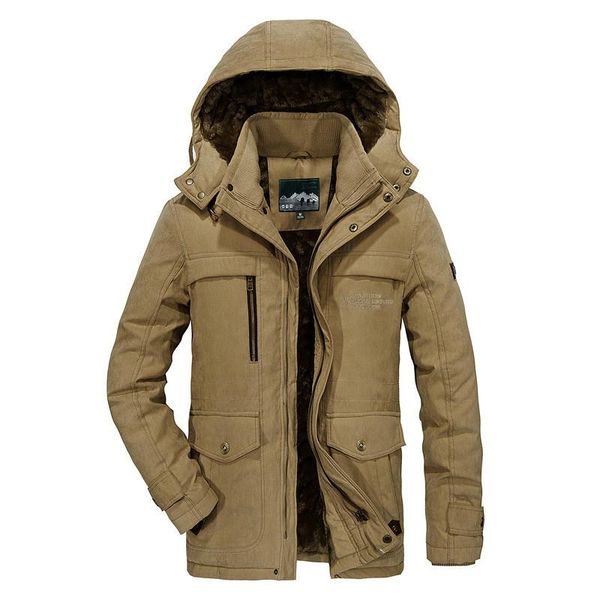 

men's down & parkas winter jacket men thick warm male fleece hooded hombre outwear military coats windbreaker jackets size m-5xl, Black