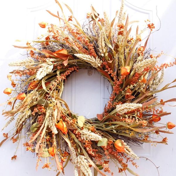 

decorative flowers & wreaths 24 inch fall wreath front door harvest wheat grain garland autumn for wedding wall home thanksgiving decor