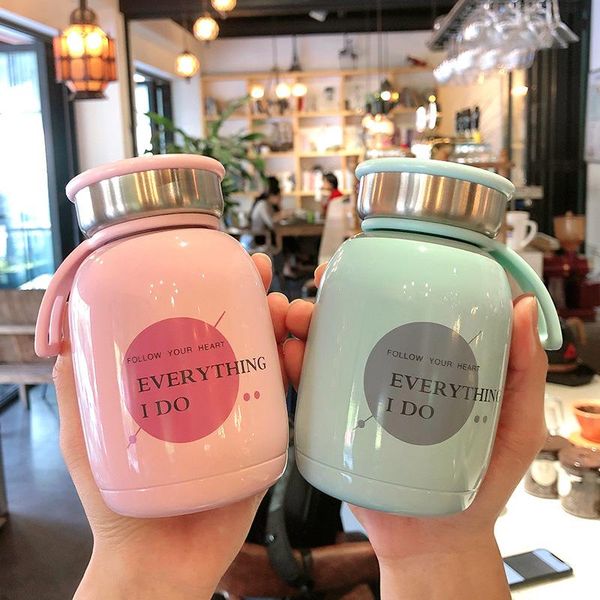 

water bottles small size large thermal insulation cup girl heart solid color portable handle wine pot home handy
