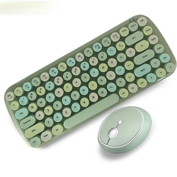 

jelly comb 2.4g wireless keyboard set mixed candy color roud keycap and mouse for lapnotebook pc girls gift combos