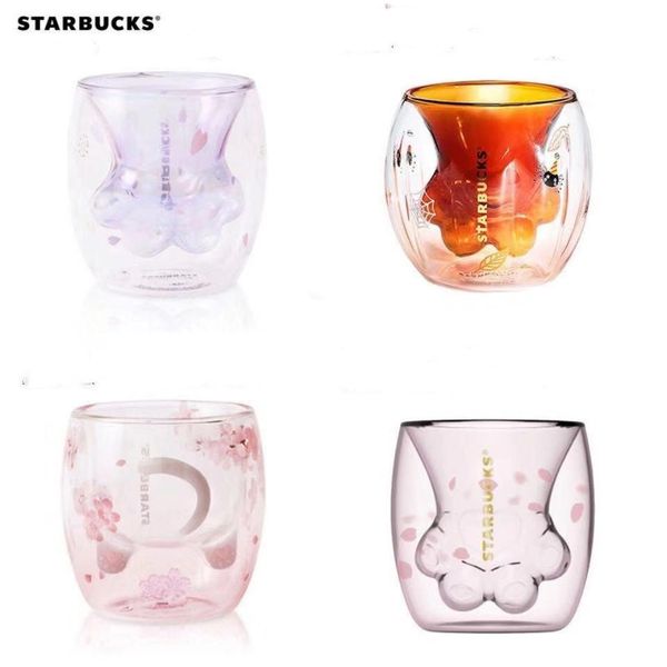 

2021 gift product limited eeition cat claw cup starbucks mugs coffee mug toys 6oz pink double wall glass cups