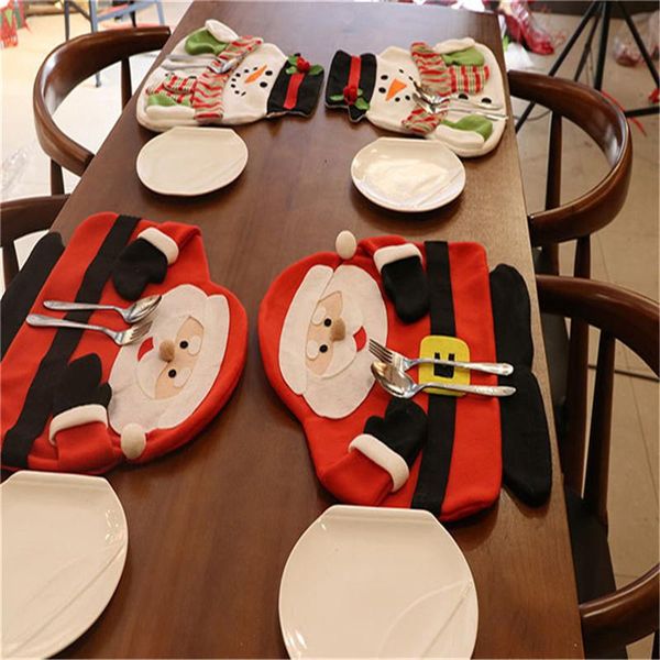 

mats & pads christmas gift atmosphere table decoration cartoon lovely fashion santa claus snowman knife and fork pad placemat