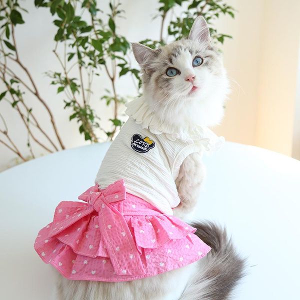 

summer dresses for cats princess sweet love bubble skirt trendy cat one-piece dress dog pet clothes costumes