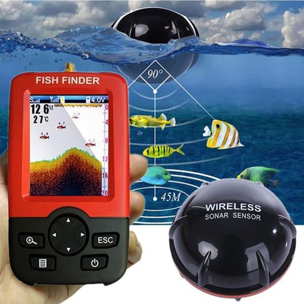 

lake sea fishing smart portable fish finder depth alarm wireless sonar sensor lure sounder