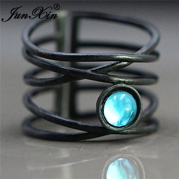 

cluster rings junxin european style punk clear moonstone big for men women black gold filled multilayer cross x ring male female jewelry, Golden;silver