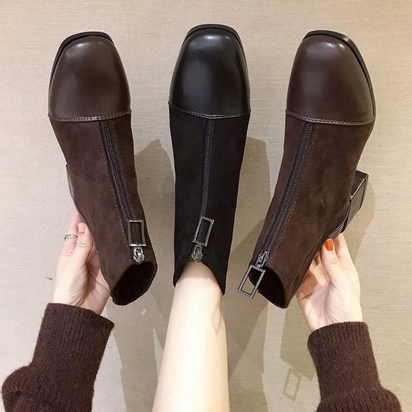 

boots 2021 casual women shoes winter leather short tube fashion trend comfortable soft wild warm women's, Black