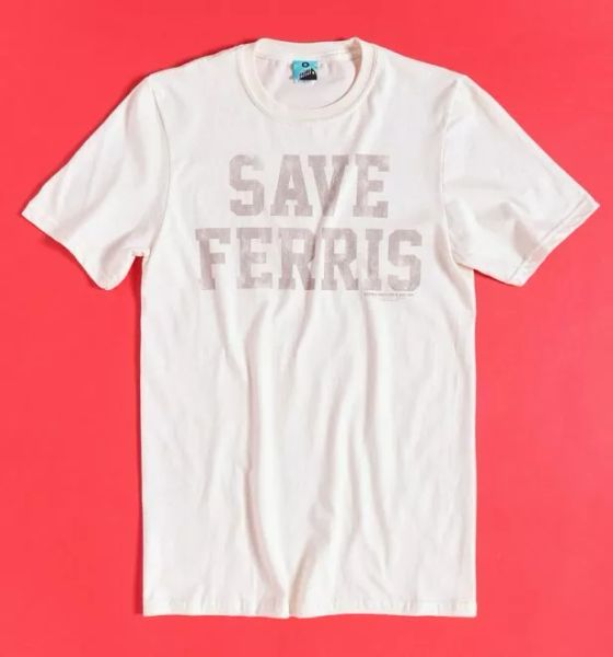 

official men's ferris bueller retro save ferris ecru t-shirt, White;black