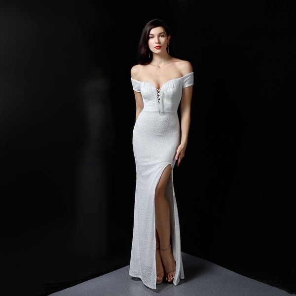 

luxury evening dress 16617# fairy dream celebrity party evening long thin toast bride, Black;gray