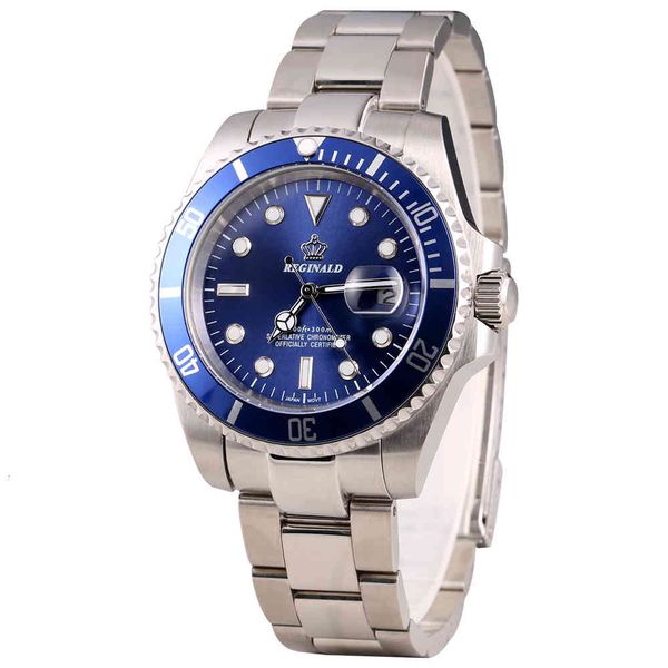 

watches reginald watch men gmt rotatable bezel japan miyota 2115 movt full stainless steel quartz relogio masculino, Slivery;brown