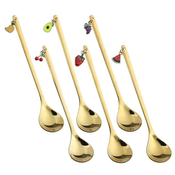 

dinnerware sets 6pcs stainless steel coffee spoon fruit merry christmas ornaments soup teaspoons mixing stirrer kitchen tableware