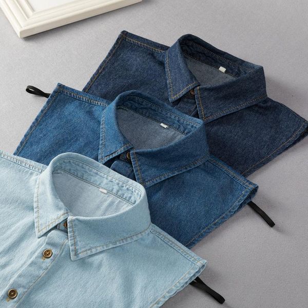 

bow ties male female child spring autumn all-match denim shirt false collar decorative pointed detachable, Black;gray