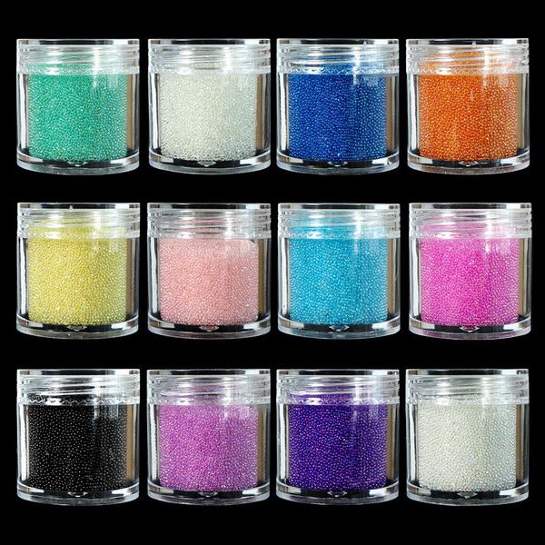 

12/bottle nail art caviar 3d beads rhinestone colorful nails glitter crystal manicure diy design micro glass balls accessories kits