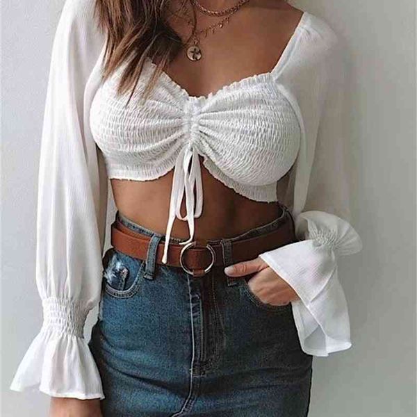 

women's blouses & shirts 042325 elegant pleated bow casual blouse women autumn short ruffle beach female cool mini crop b, White