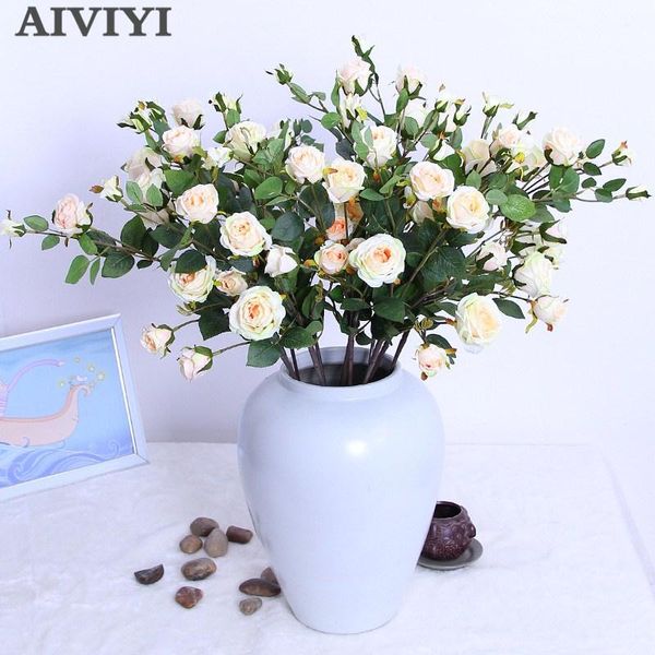 

french romantic silk flower large size artificial rose7 head/bouquet home wedding decoration wall guns n rose decorative flowers & wreaths