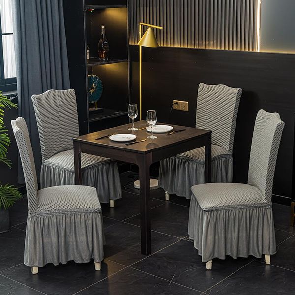 

chair covers 1/2/4pcs luxury skirt style jacquard seat cover spandex kitchen for banquet wedding dining restaurant decor
