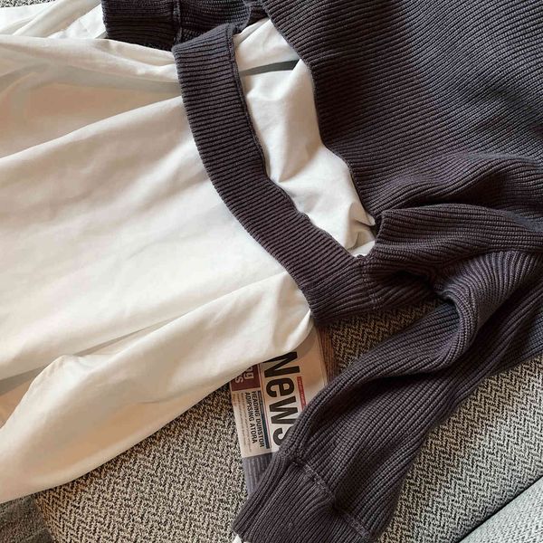 

sweater women shirt fake two cardigans z07a, White;black