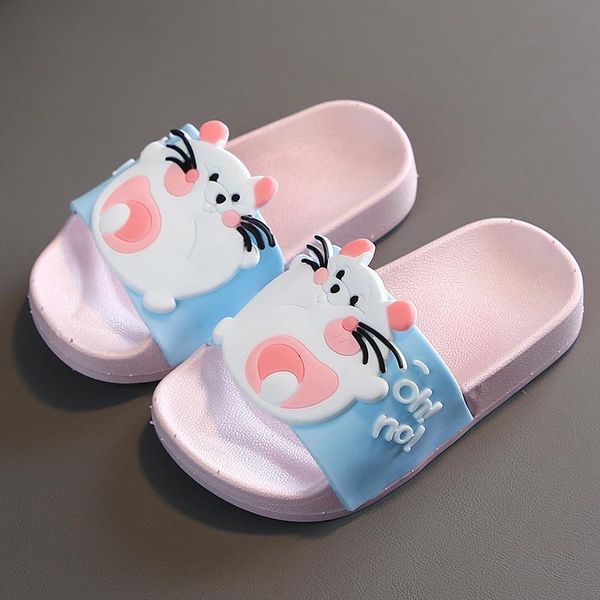 

slipper summer lovely children' slippers for boy girl pvc soft bottom non-slip beach sandals kids home bathroom flip flops, Black;grey