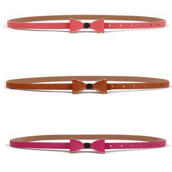 

belts elastic women strap thin skinny ladies dress waist belt leather bowknot buckle female red femmale, Black;brown