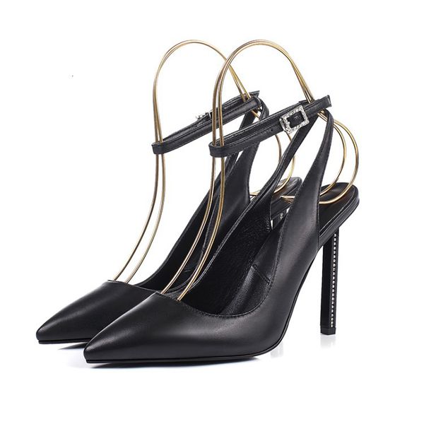 

sandals olomm woman summer bombs metal sheepskin stilettos high pumps pointed finger of the female beige black foot party shoes size eua 6e0