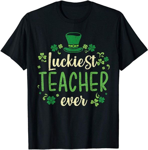 

Funny Luckiest Teacher Ever St Patricks Day Teaching T-Shirt Size M - 5XL, White;black