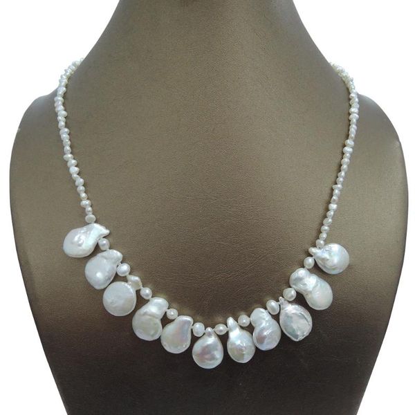 

chokers 100% nature freshwater baroque pearl necklace ,925 silver clasp ,big size 12-15 mm, Golden;silver