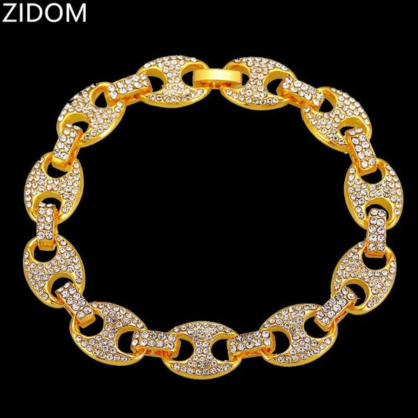 

men hip hop iced out coffee bean shape bracelet pave setting rhinestone cz male hiphop bracelets charm jewelry gifts, Black