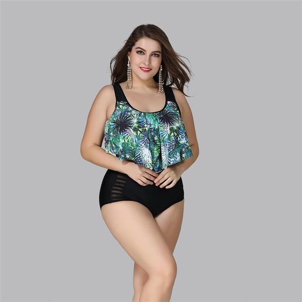 

women's swimwear xl-5xl women bikini set 2021 push up padded ruffle female high waist two pieces beachwear swimsuit biquinis, White;black