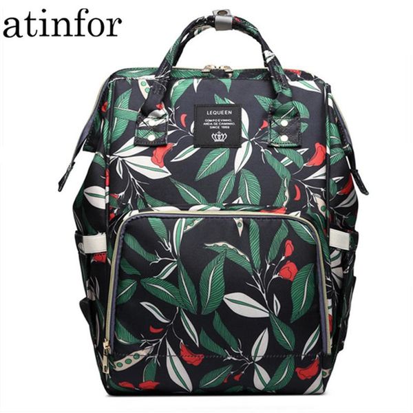 

backpack atinfor brand leaf printing multifunctional waterproof oxford cloth diaper women mummy bags