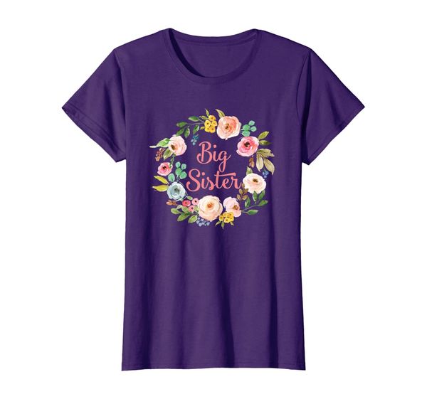 

big sister shirt, floral big sister gift, White;black