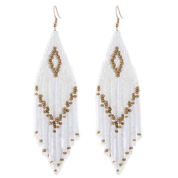 

dangle & chandelier fashion luxury drop earrings beaded retro creative long fringe hoop accessories dinner party wedding, Silver