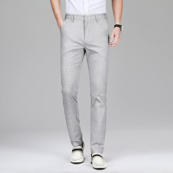 

men's pants 2021 summer mens fashion zipper stretch men trousers business slim for pantalones hombre casual, Black