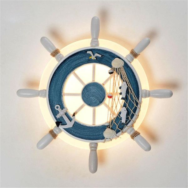 

thrisdar creative helmsman led wall lamps mediterranean bedroom bedside light children baby kids cartoon lamp