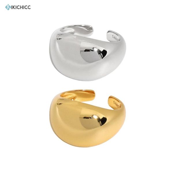 

cluster rings kikichicc 925 sterling silver 2021round big large resizable women geometric irregular fashion jewelry wedding gift, Golden;silver